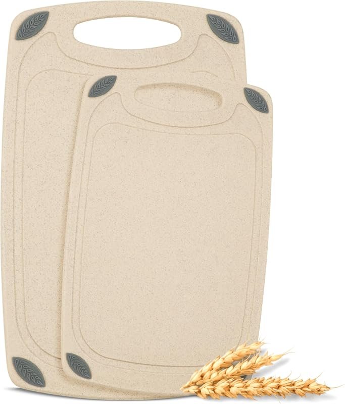Axiom Creations 2-Piece Reversible Cutting Board Set, Natural Wheat St