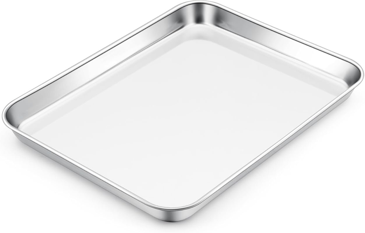 E-far Stainless Steel Toaster Oven Tray, 10.5”x8.3”, Non-Toxic & Dishw