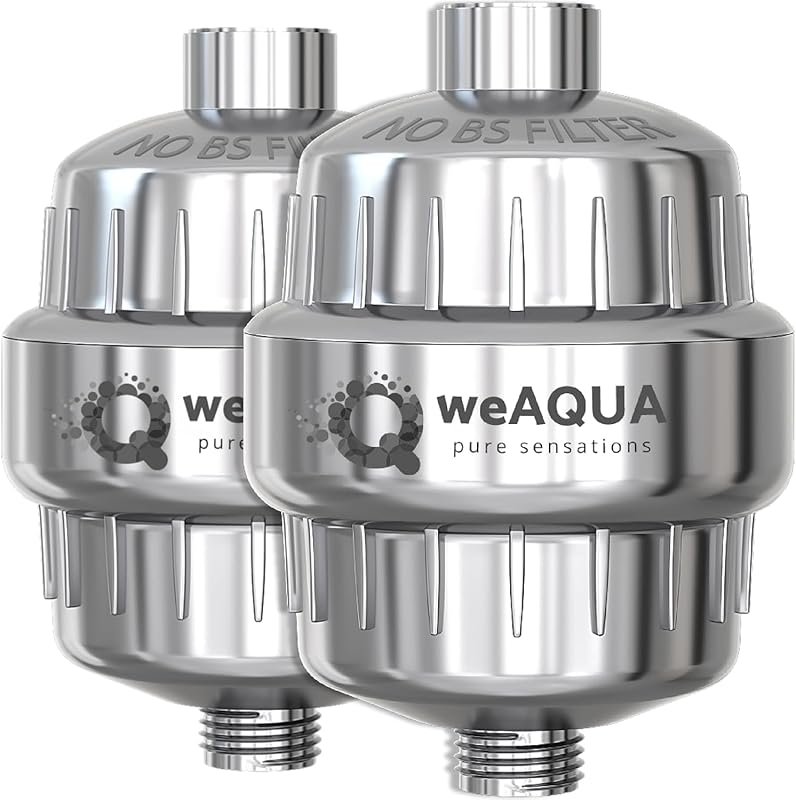weAQUA Heavy Duty Shower Filter (2-Pack) Removes 99% Chlorine, Fluorid