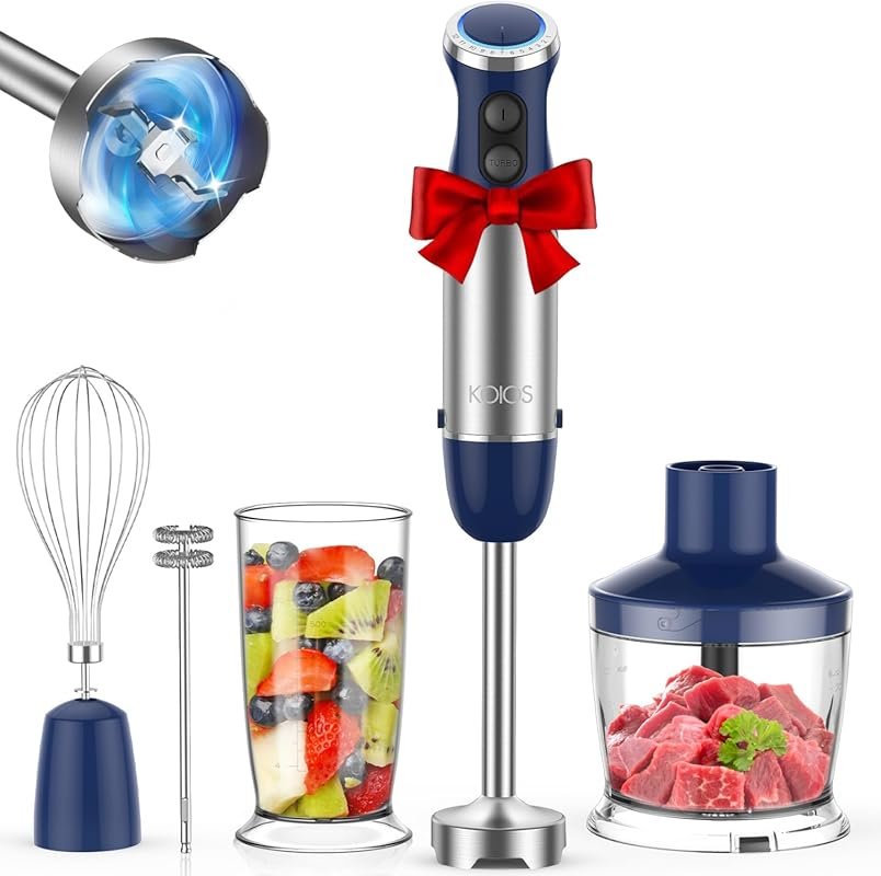 KOIOS 5-in-1 Immersion Blender 12-Speed 1000W Stainless Steel Blade wi