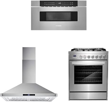 Cosmo 3‑Piece Kitchen Appliance Set with 30‑Inch Handle‑Free Microwave