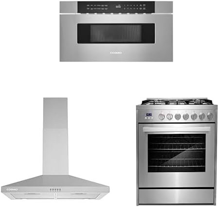 COSMO 3‑Piece Kitchen Appliance Set – 30″ Stainless Steel Handle‑Free