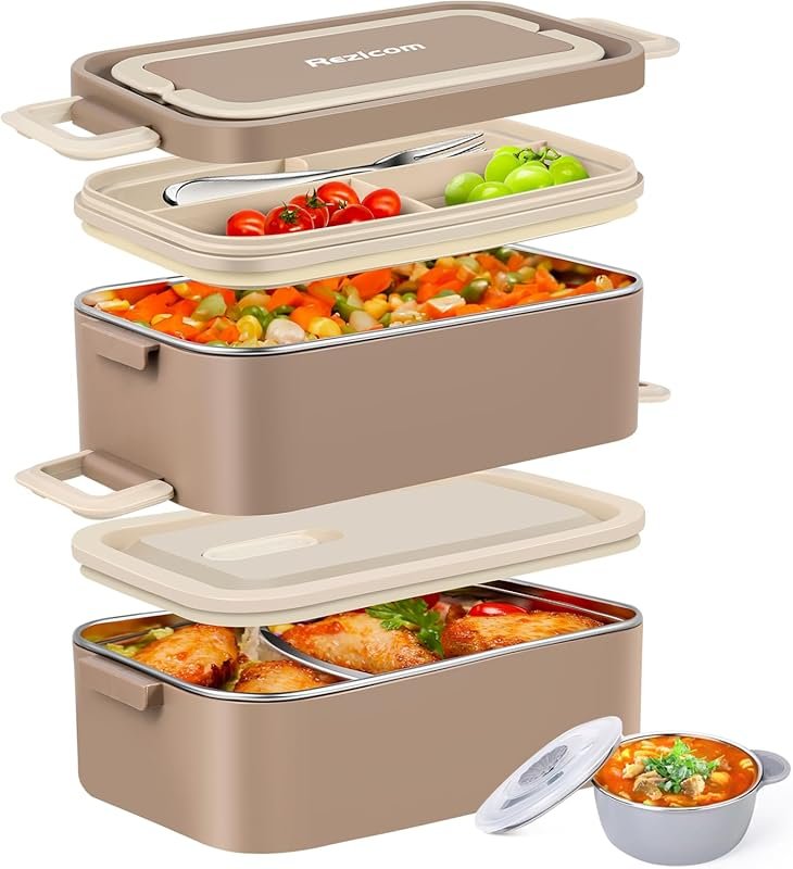 Stainless Steel Lunch Box for Kids and Adult, Two Layer 2 L Capacity L