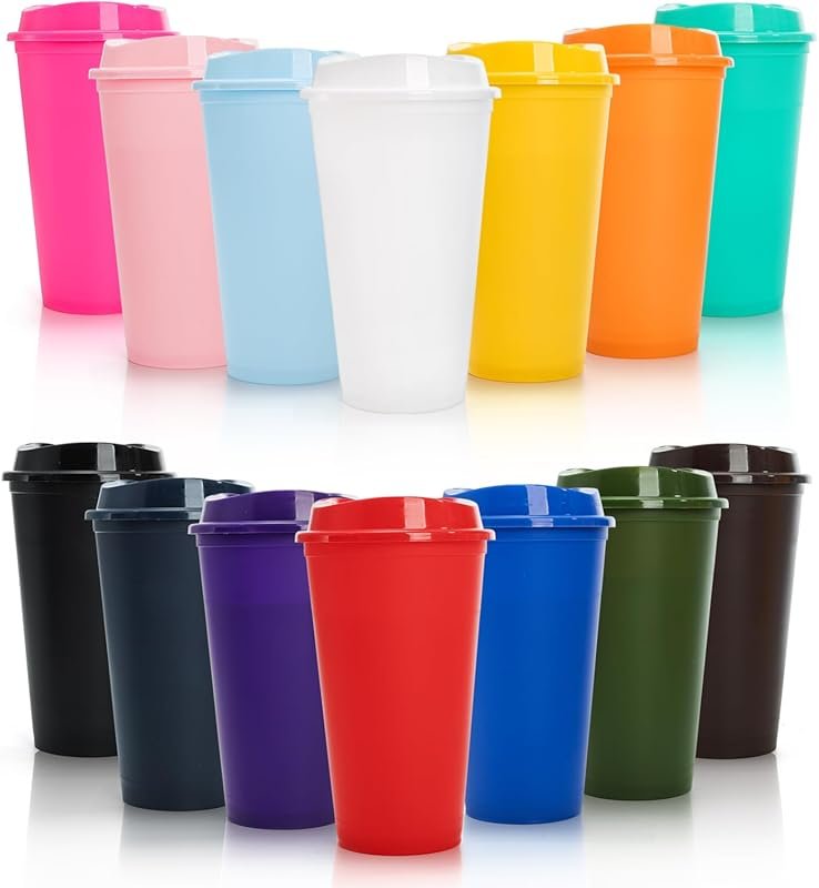 ZAVOOS 14-Pack 16 Oz Reusable Coffee Cups with Lids, Plastic Travel To
