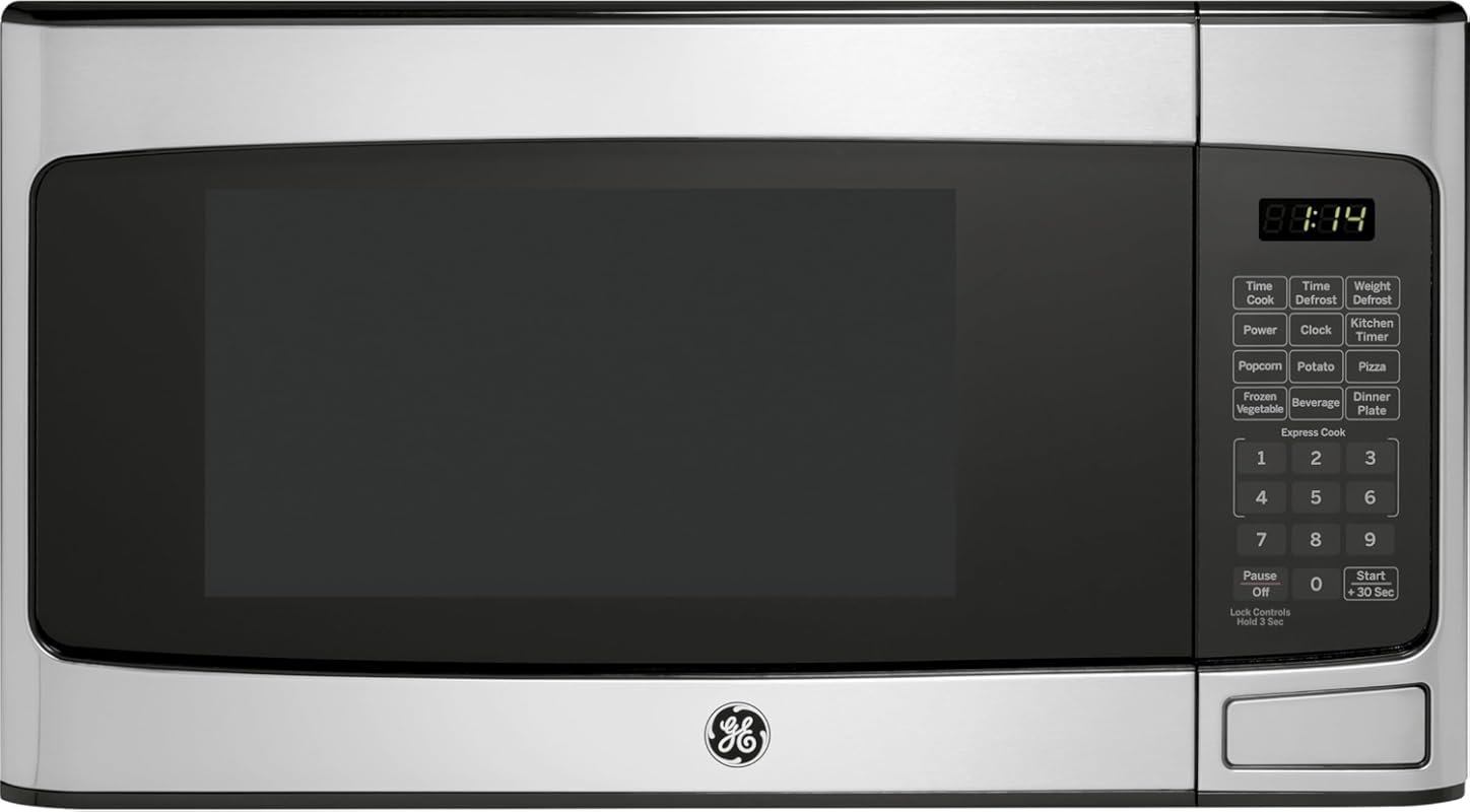 GE Compact Countertop Microwave, 1.1 Cu.Ft, 950W, 6 Auto Settings, Chi
