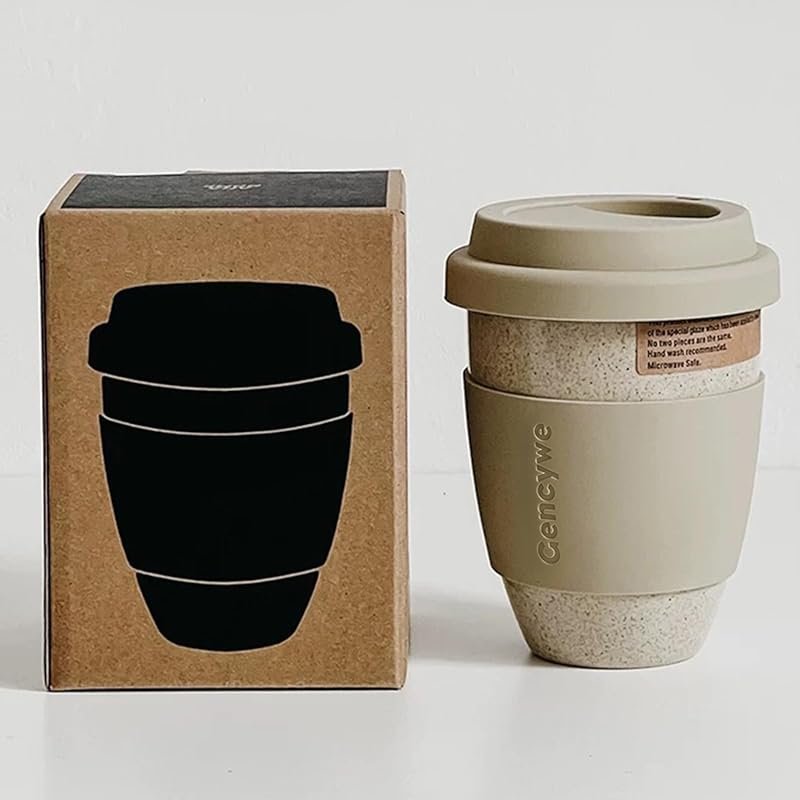 Gencywe 15 oz Ceramic Travel Mug with Silicone Lid, Non-Slip Sleeve, R