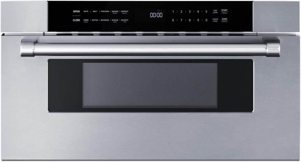 Summit MDR30SS 30‑Inch Built‑In Drawer Microwave, 1.2 cu ft, Black Sta