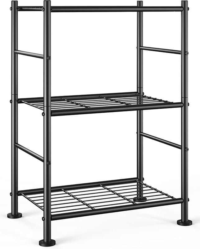 Sakugi 3‑Tier Metal Storage Shelves with Adjustable Leveling Feet