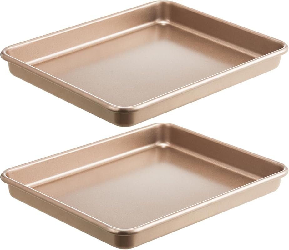 HONGBAKE 11x9 Inch Toaster Oven Pans, Non-Stick & Heavy-Duty, Deep 1.2
