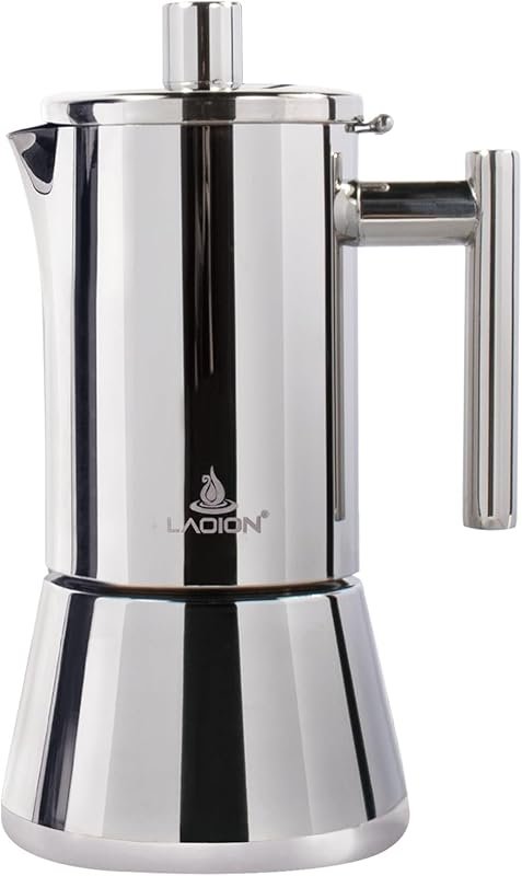 LAOION Stovetop Moka Pot, 6Cup 10 oz Stainless Steel Coffee Maker for 