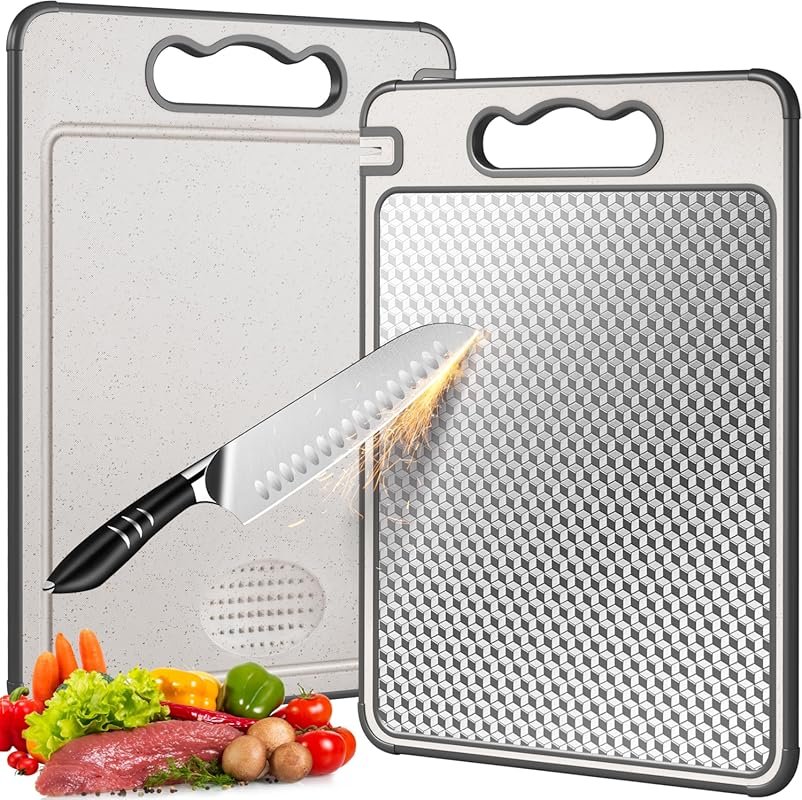 Lozovin Stainless Steel Cutting Board, Scratch-Resistant Reversible Me