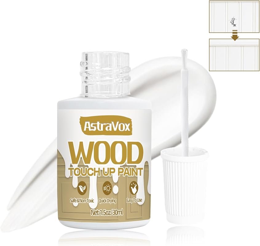AstraVox Wood Touch Up Paint – 1.5 Oz Quick-Dry White for Scratches, C