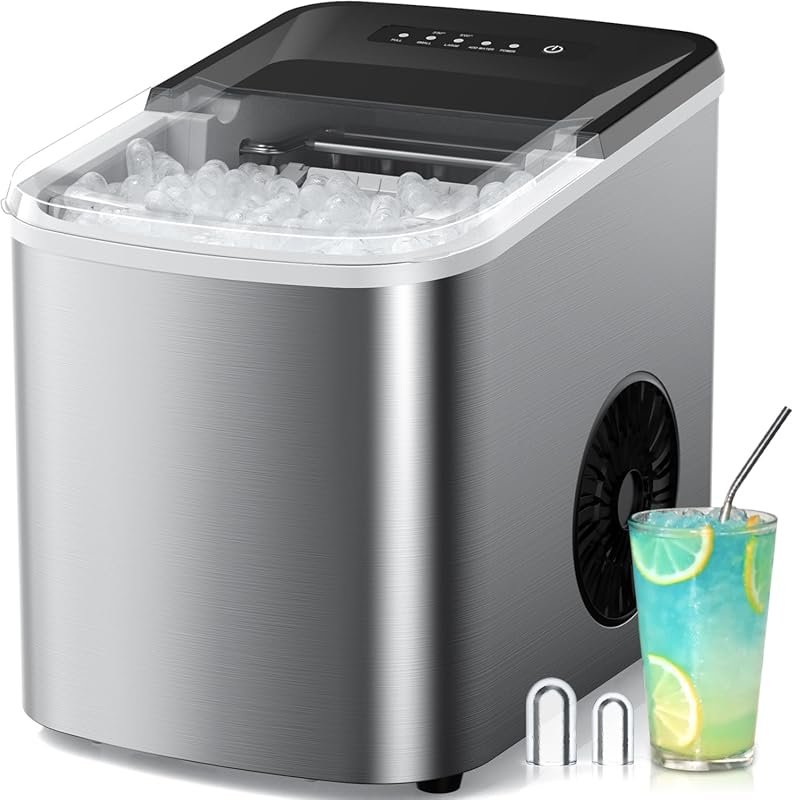 Countertop Ice Maker, 38lbs/day, 9 cubes in 3.5 mins, self-cleaning wi