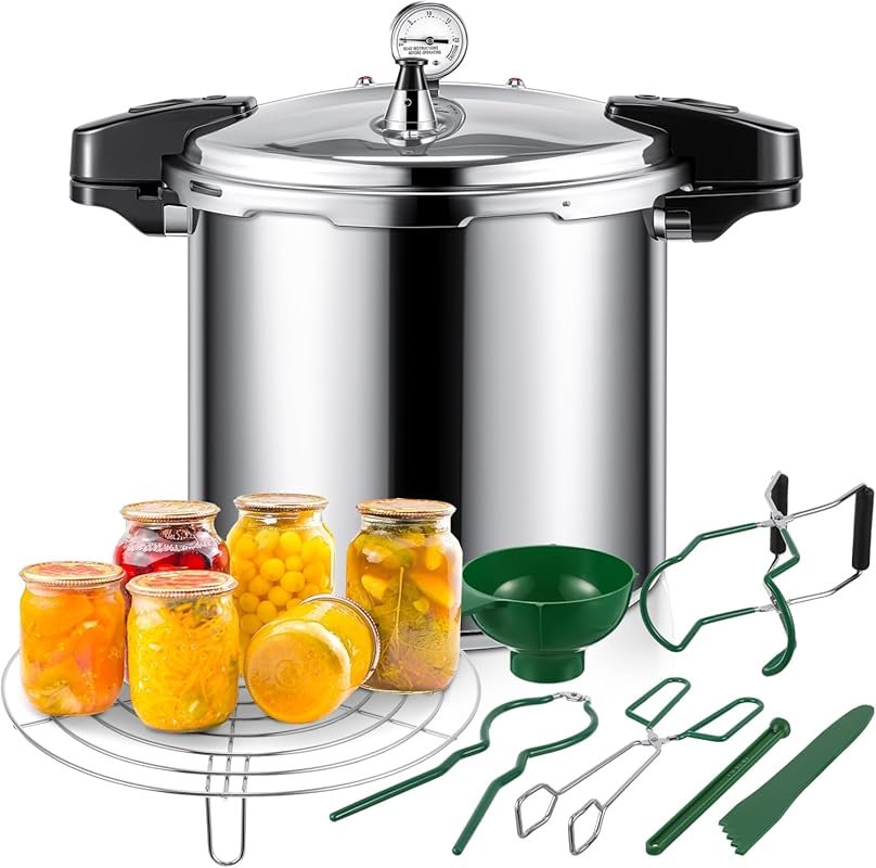 24qt Pressure Cooker for Canning with 6 Stainless Steel Racks & Gauge,