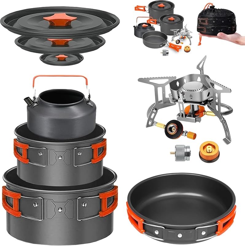 Smokey Camp Non-Stick All-in-One Camping Cookware Set with Portable St