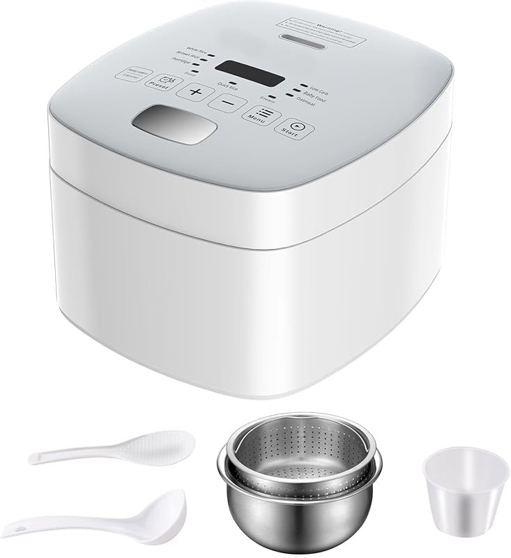 Novaspark Low Carb Rice Cooker, 5-Cup, LED Display, 24H Timer, White R