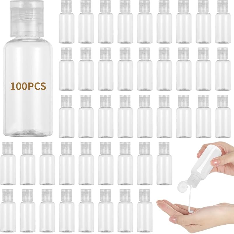 Lnrueg 100 PCS 30ml Leak-Proof Flip Cap Travel Bottles for Shampoo & L