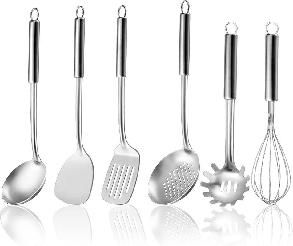 6-Piece Stainless Steel Kitchen Utensils Set with Suspendable Handle –