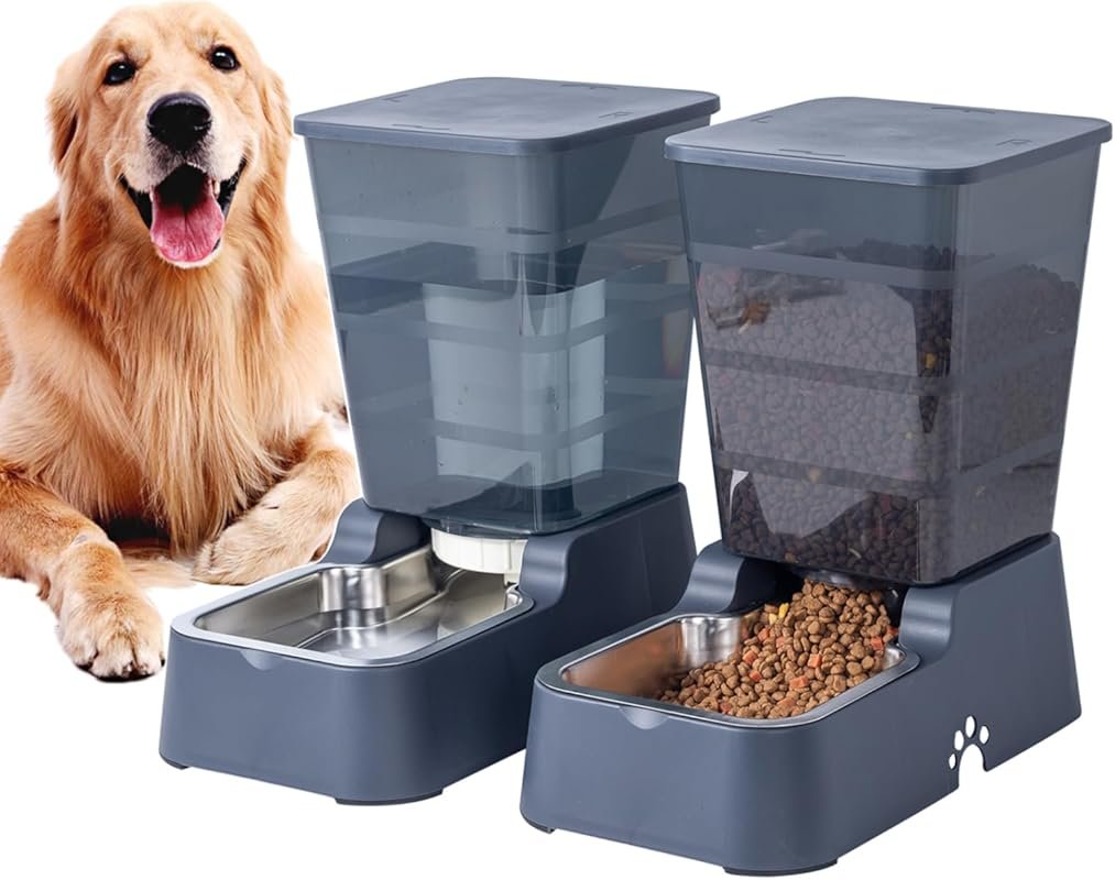 Meikuler Pets Auto Feeder 5.2L Food & Water Dispenser Set for Medium &