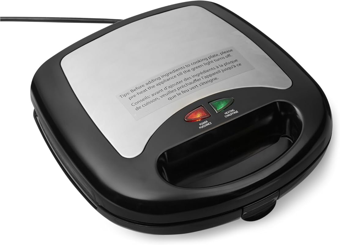 Amazon Basics 3-in-1 Sandwich Maker with Removable Ceramic Plates & Co