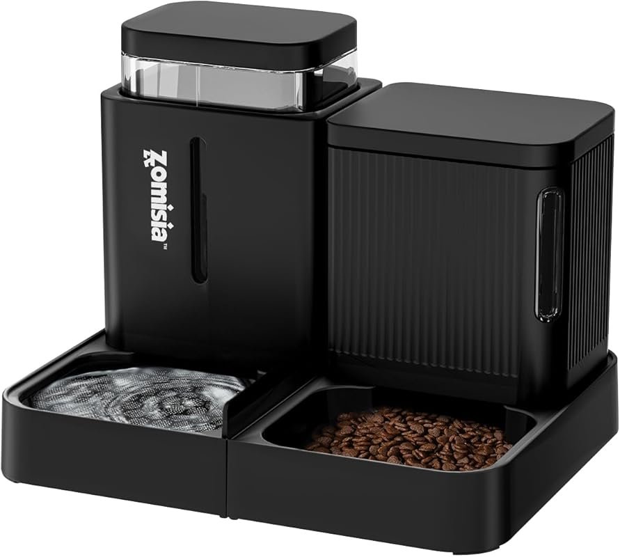 ZOMISIA Automatic Cat Feeder and Water Dispenser, 180° Rotatable, 0.8