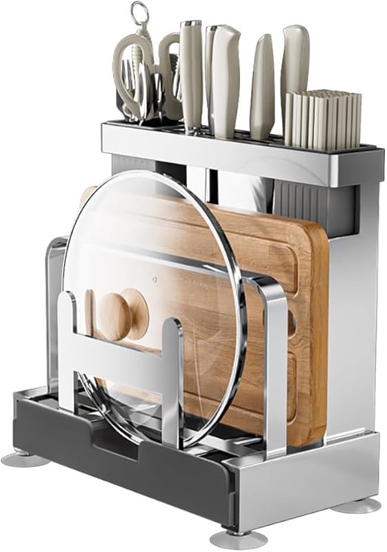 Multifunctional Cutting Board Stand – Knife Drying Rack, Pot Lids Orga