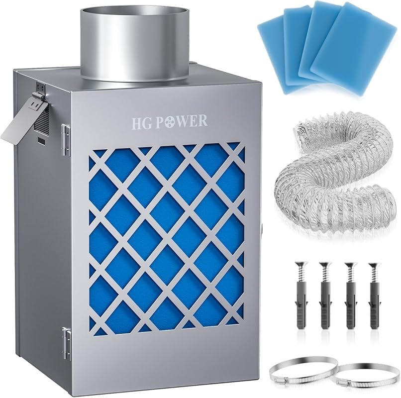 HG Power Metal Indoor Dryer Vent Box with Safety Flap, Polyester Filte