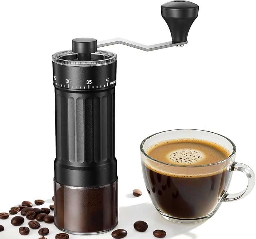 Mini Manual Conical Burr Coffee Grinder with 40 Settings for Travel, C