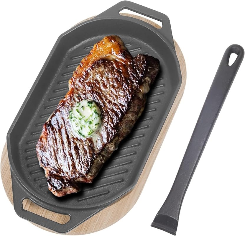 Grizzler Sizzling Plate with Wooden Base, 12
