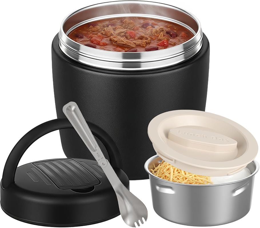 32oz Vacuum Insulated Stainless Steel Soup Thermos with Wide Mouth, Le