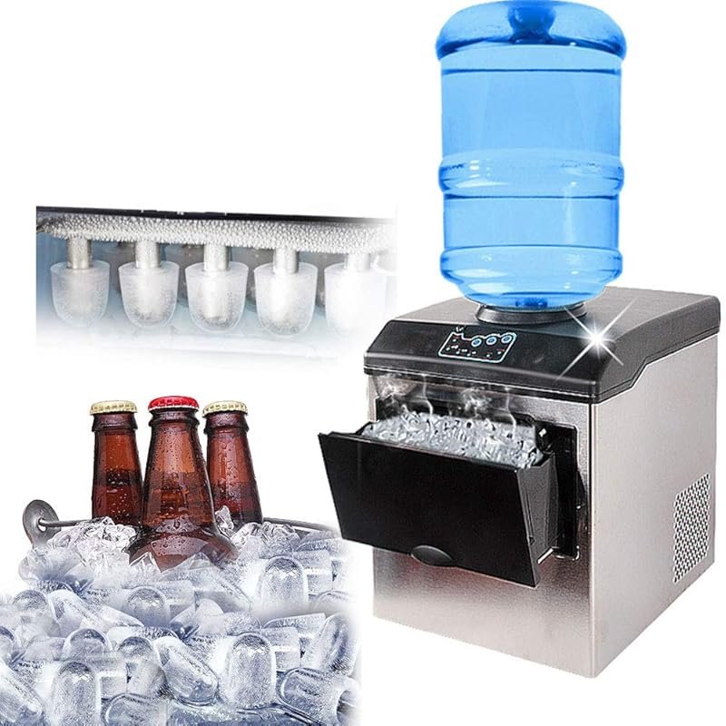 Commercial 2 in 1 Ice Maker with Water Dispenser, 55lbs/24H Bullet Cub