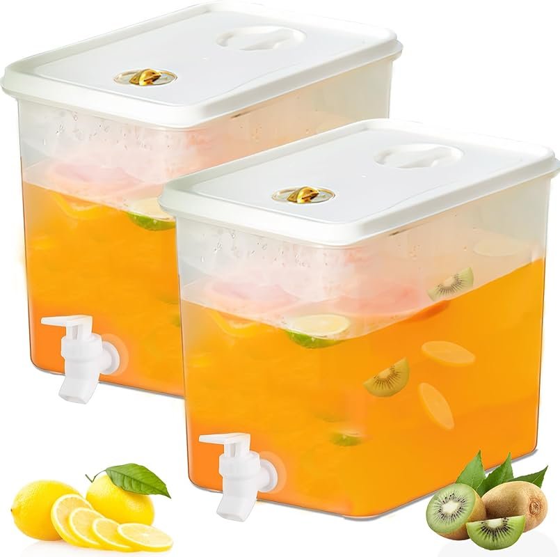2 Gallon Plastic Beverage Dispenser with Spigot, Hot & Cold Drink Jug 