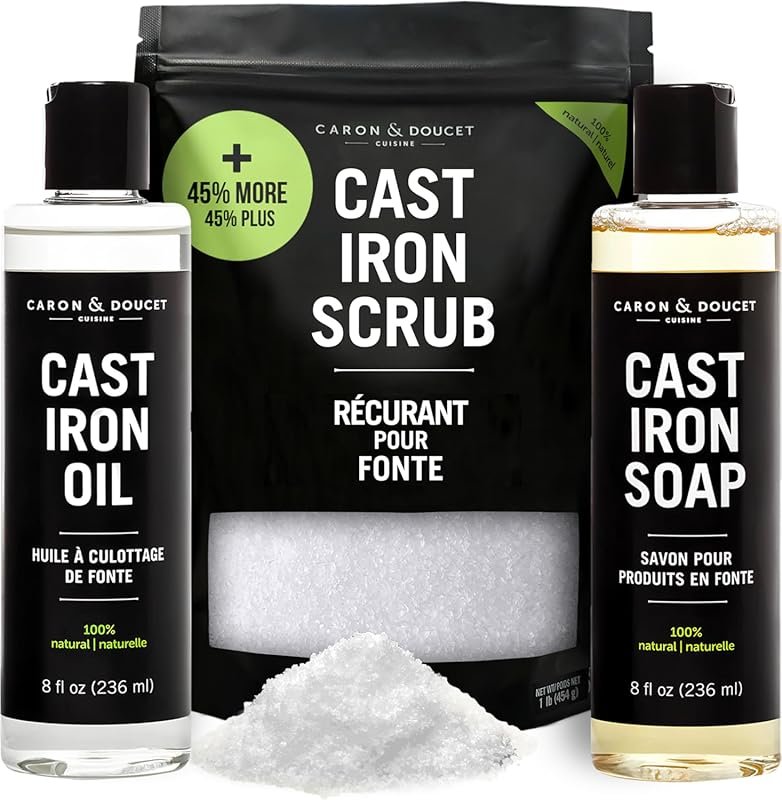 Caron & Doucet Ultimate Plant-Based Cast Iron Care Set with Seasoning 