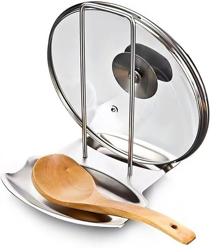 304 Stainless Steel Spoon and Lid Rest for Kitchen Countertop