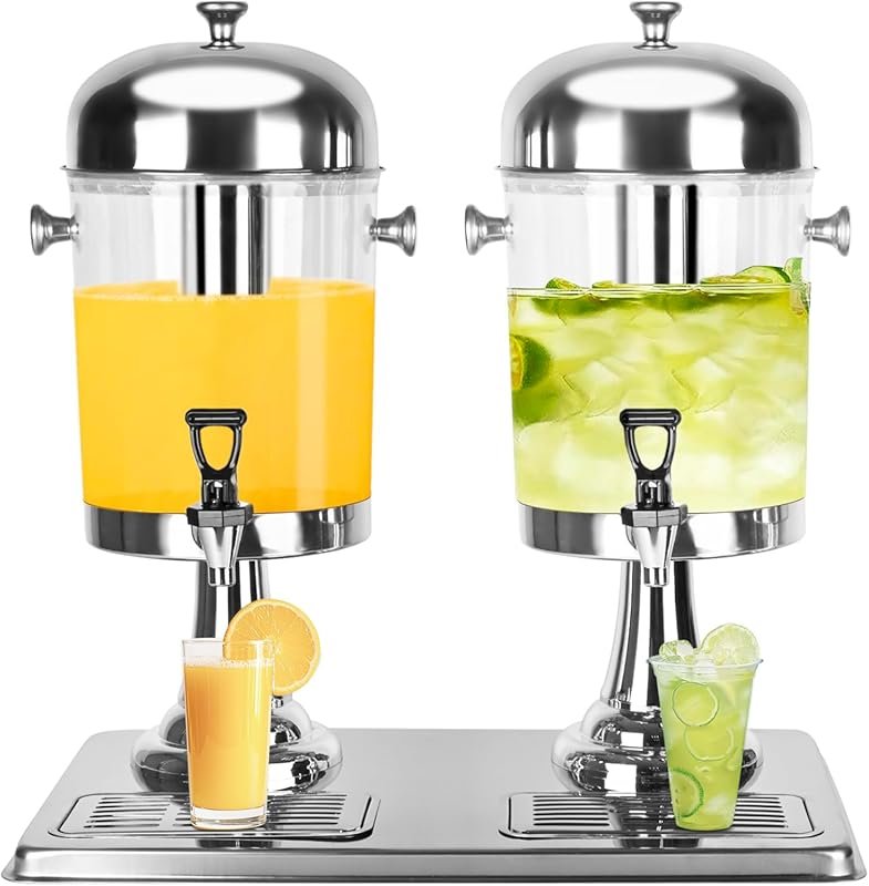 Stainless Steel 4.2‑Gallon Dual‑Head Drink Dispenser with Stand