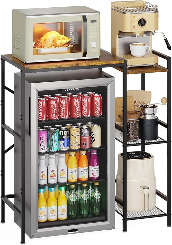 Yuyetuyo Mini Fridge Stand with Storage Shelves & Wine Cabinet – Multi