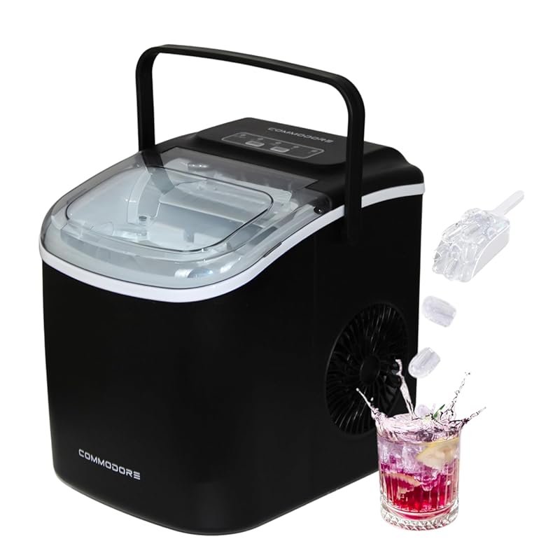 COMMODORE Bullet Ice Maker, 28 lbs/Day, Compact, Self-Cleaning, Scoope
