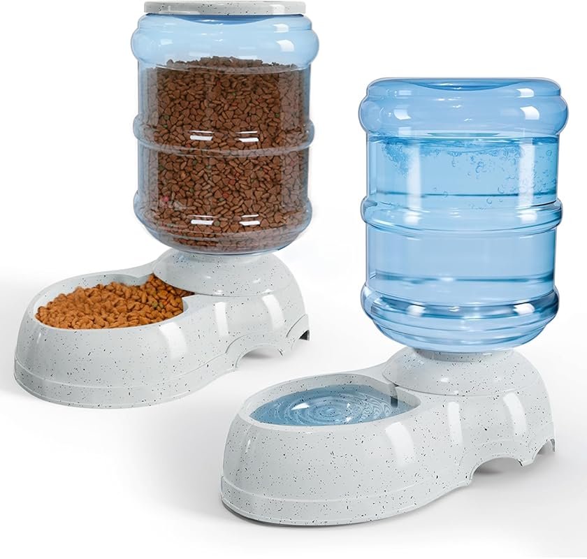 Kenond Automatic Dog Feeder, Gravity Pet Food Dispenser, 3 Gallon Wate