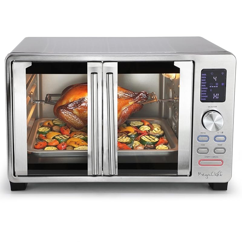MegaChef 25L Digital Electric French Door Countertop Oven with Rotisse