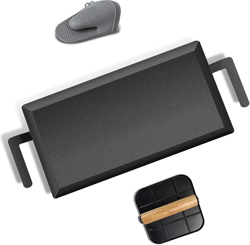 Universal Large Carbon Steel Double Burner Griddle with Grill Press – 