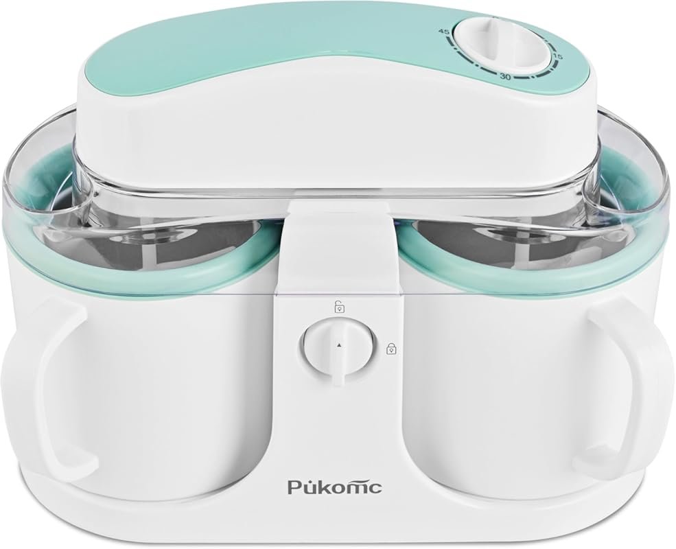 Pukomc Home Ice Cream Maker with Two Bowls & Easy Clean Design