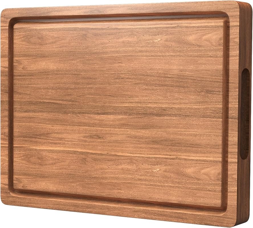 Acacia Wood Butcher Block, 17x12 Inch, Reversible with Deep Juice Groo