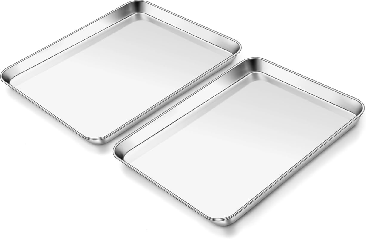 Homikit 2 Pack 9x13 Inch Stainless Steel Baking Sheets for Toaster Ove