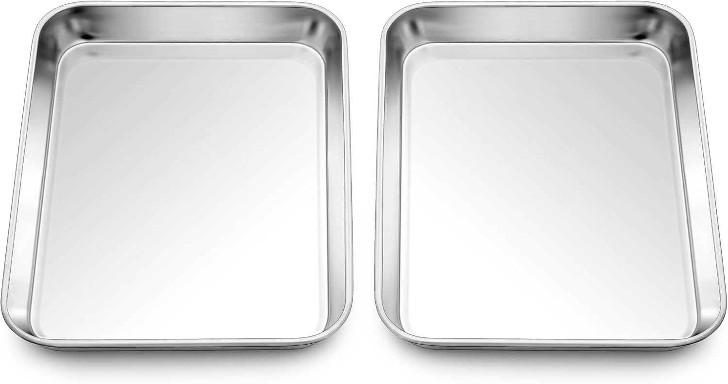 Homikit 2 Pack Baking Sheets, 9x7 Inches, Non Stick & Mirror Finish