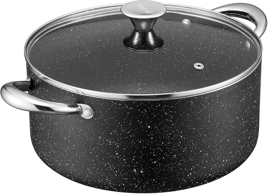 BEZIA 8 Quart Nonstick Stock Pot with Lid, Induction & Oven Safe, PFOA