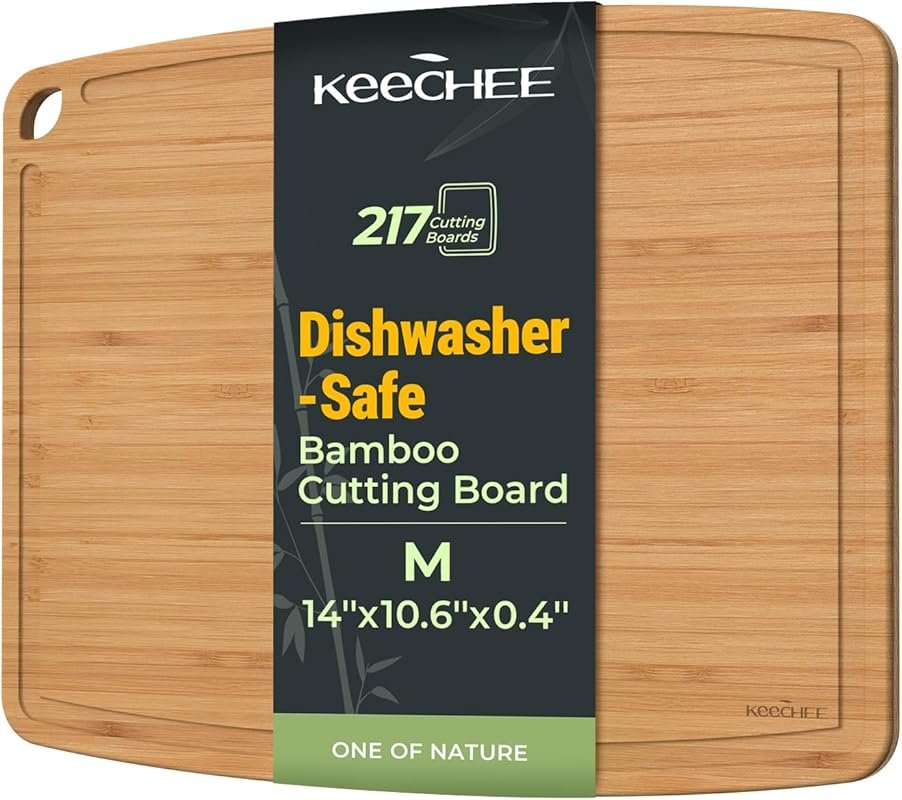Keechee Dishwasher Safe Bamboo Cutting Board, Lightweight & Reversible