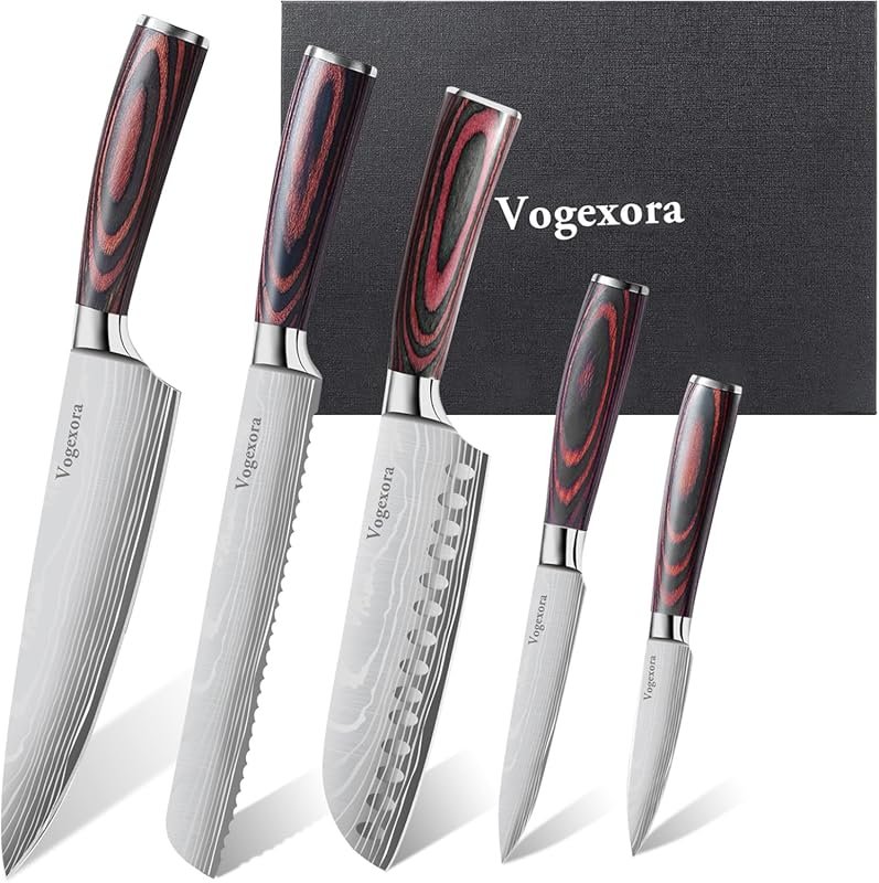 5-Pcs Chef's Knife Set with High Carbon Stainless Steel for Meat, Vege