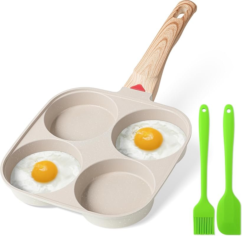 MyLifeUNIT 4-Cup Nonstick Egg Pan for Breakfast Foods, Pancakes & Sand