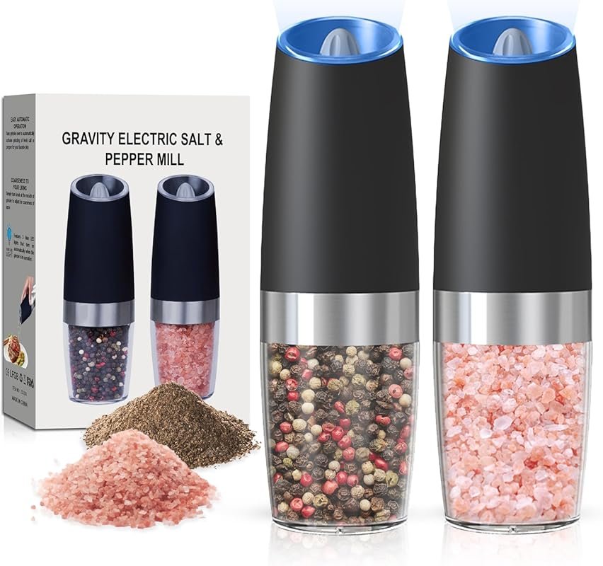 Battery Operated Salt and Pepper Grinder Set – Automatic Shakers with 