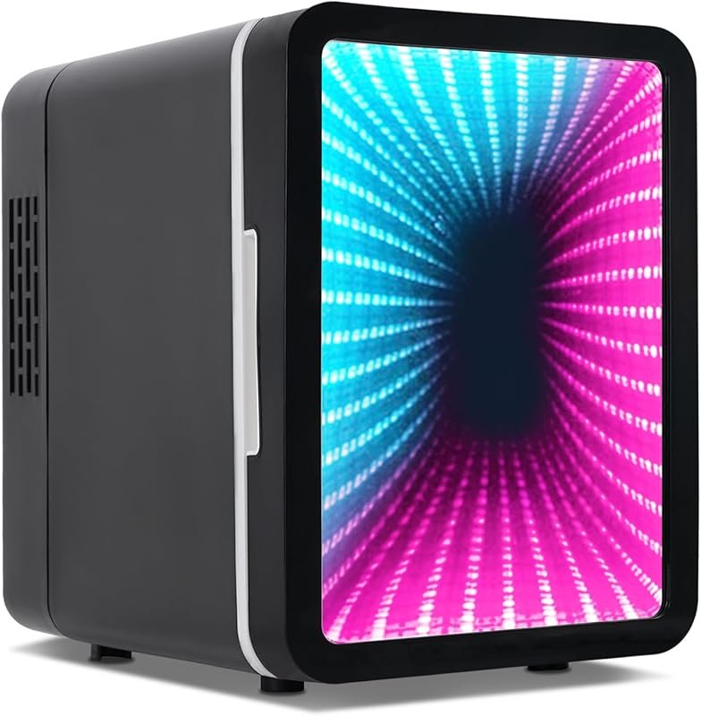 Iceblue 4L Mini Fridge with 13 LED Modes & Mirror Door, AC/DC Gaming B